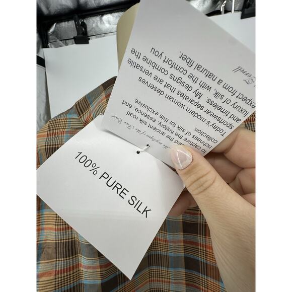 NEW Silk Lore Large Women Button Up Shirt Tunic Plaided Long Sleeve 56-8 - Picture 6 of 9